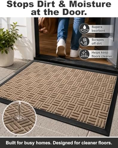 Mibao Front Door Mat Outdoor Entrance, Waterproof Dirt Trapper Doormat - Image 6