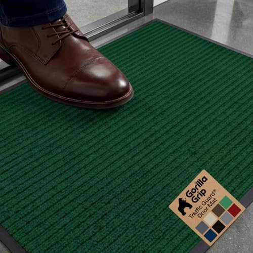 GORILLA GRIP Traffic Guard Indoor Outdoor Heavy Duty Door Mat, 29x17 Green by GorillaGrip