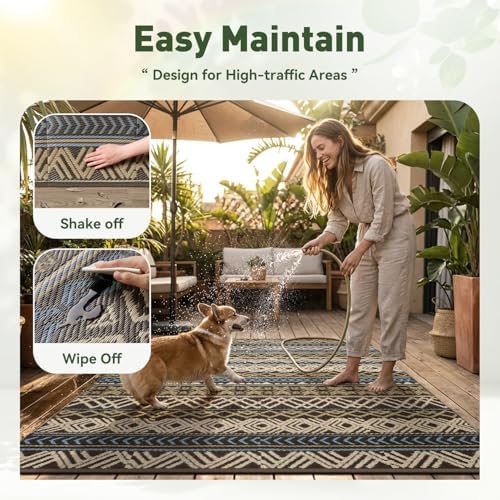 MontVoo Outdoor Rug Carpet Waterproof-Patio Rug Mat 5x8 Reversible RV Outdoor - Image 6