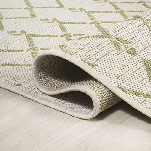 JONATHAN Y Moroccan Geometric Indoor Outdoor Area Rug 3X5 Cream/Green, Ourika - Image 5