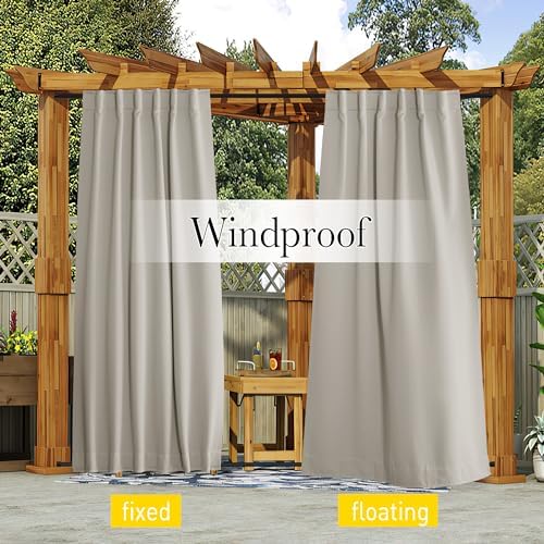 NICETOWN 2 Panels Fixed Outdoor Curtains - Image 2