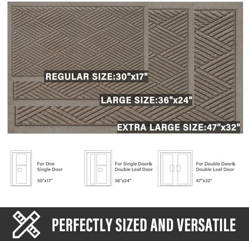 HIYARD Sturdy Front Door Mat, Absorbent Muddy Dirt Resist Welcome Door Mats - Image 2