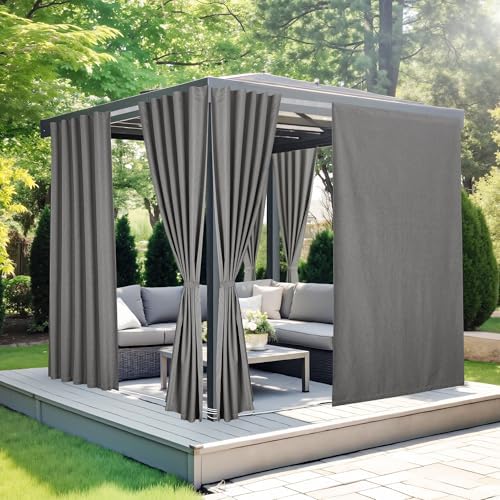 NICETOWN 100% Blackout Linen Outdoor Curtains Windproof 84" L by NICETOWN
