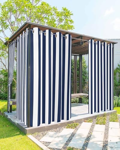 Striped Outdoor Curtains for Patio Waterproof Weatherproof, Sun Blocking by BABE+MAPS
