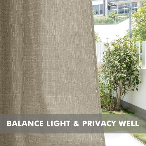 Linen Outdoor Curtains for Patio Waterproof 4 Pcs 54x84 In Taupe - Image 5