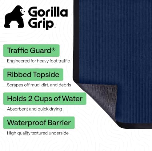GORILLA GRIP Traffic Guard Indoor Outdoor Heavy Duty Door Mat, 29x17 Blue - Image 2
