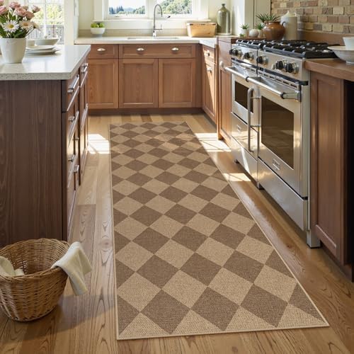 Lahome Checkered Easy Jute Kitchen Runner Rug, 2x8 Outdoor Rugs Washable - Image 3