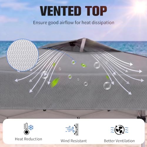 10x10 Pop Up Canopy Tent with Dual Vented Roof, One Push Setup - Image 4