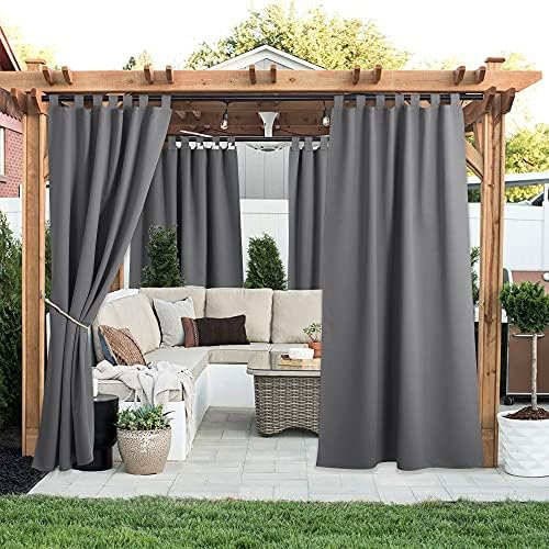NICETOWN 2 Panels Patio Curtains Outdoor Waterproof 84 Long, Detachable Sticky - Image 2