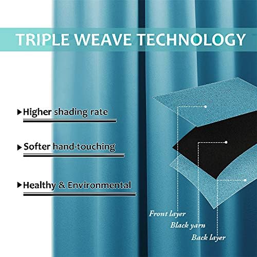 NICETOWN Outdoor Curtains for Patio Waterproof Set of 2, W52 x L84, Teal Blue - Image 5