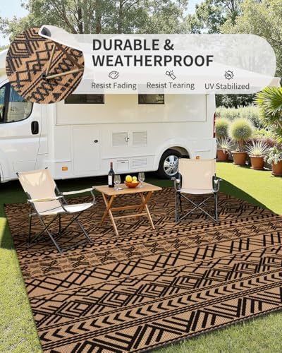 MontVoo-Outdoor Rug Carpet Waterproof 5x8 ft Reversible Patio Rug RV Camping - Image 3