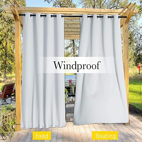 NICETOWN Outdoor Curtains Waterproof & Windproof W100xL108 Greyish White - Image 6