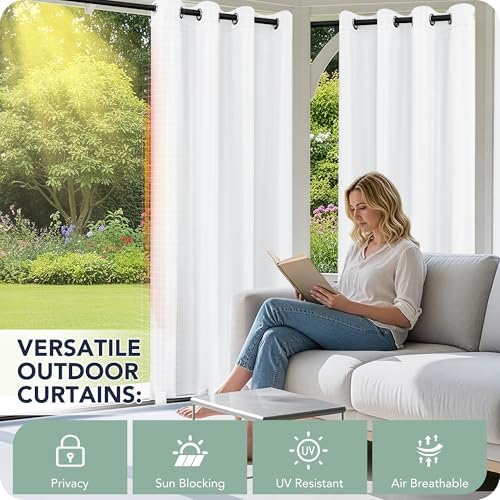 Outdoor Curtains for Patio Waterproof 6 Panels, Porch Sun Shade - Image 3