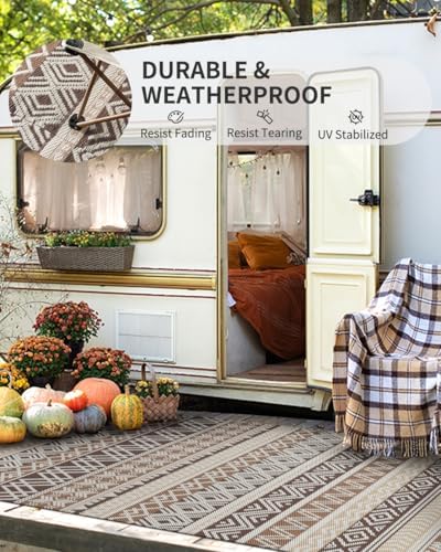 MontVoo Outdoor Rug Carpet Waterproof-Patio Rug Mat 5x8 Reversible RV Outdoor - Image 5
