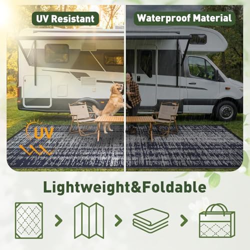 MontVoo Outdoor Rug Waterproof 8x10ft Outdoor Patio Rug Mat Reversible Plastic - Image 3