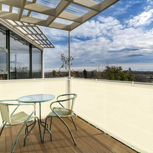 SUNLAX 3'x6' Butter Cream Balcony Privacy Screen Fence 90% UV Block - Image 6