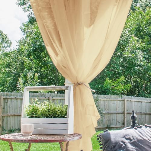 Outdoor Sheer Curtains for Patio Waterproof, 4 Panels Rod Pocket Indoor/Outdoor - Image 4