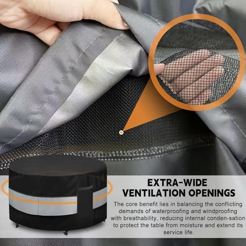 Round Patio Furniture Cover Black Grey Waterproof Up to 10000pa - Image 3