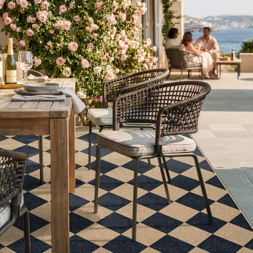 Lahome Checkered Easy Jute Outdoor Patio Rug, 8x10 Living Room Rug Washable - Image 3