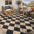 Lahome Checkered Easy Jute 5x7 Area Rugs, Washable Outdoor Patio Rug by Lahome