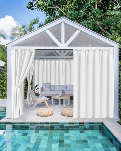 Outdoor Curtains for Patio Waterproof Rod Pocket 6 Pcs 54x95 Inch White - Image 2