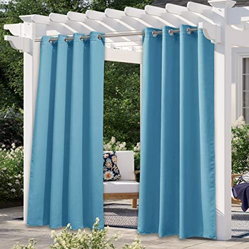 NICETOWN Outdoor Curtain for Patio Waterproof, 1 Panel, W52 x L84, Teal Blue by NICETOWN