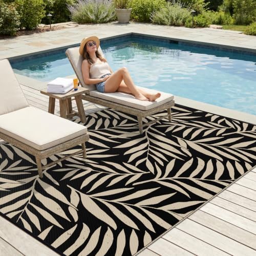 Smiry Outdoor Rug 6x9 ft Waterproof Reversible Leaf Mat - Image 3