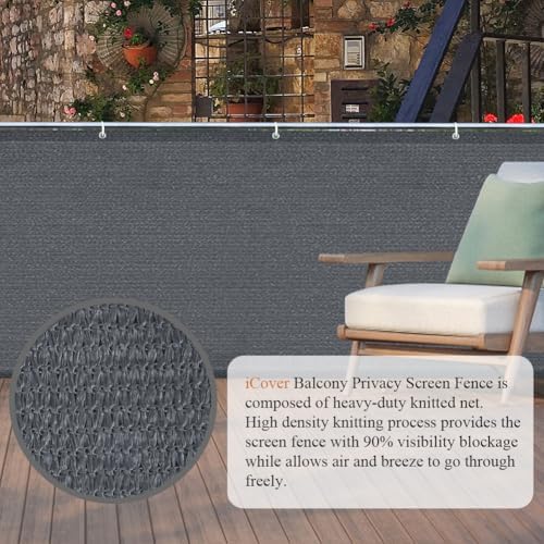 iCover 3x10ft Balcony Privacy Screen Fence, UV-Resistant Railing Fencing Cover - Image 2