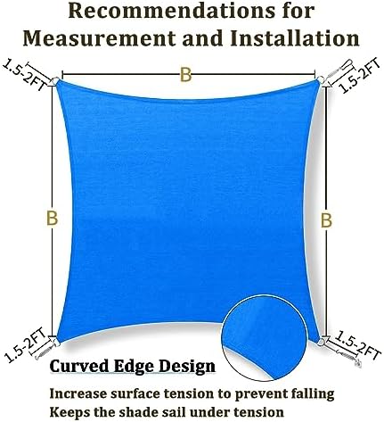 Shade&Beyond 18'X18' Sun Shade Sail Blue Rectangle - Image 5