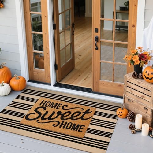 Striped Outdoor Fall Front Door Mat 24"x51", Cotton Washable Rug - Image 3