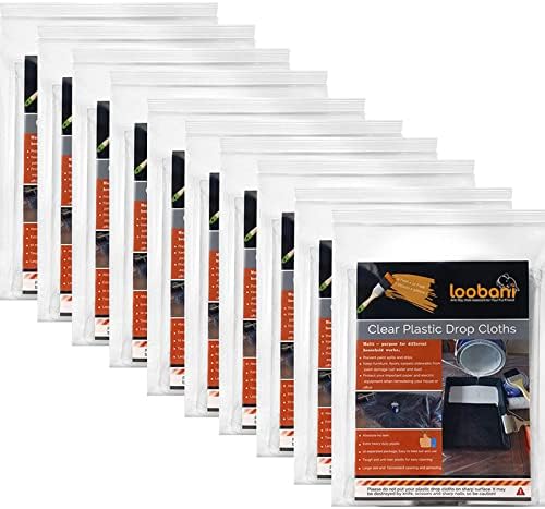 10 Piece Painter Plastic Drop Cloths Sheet, Waterproof Anti-dust Cover by LOOBANI
