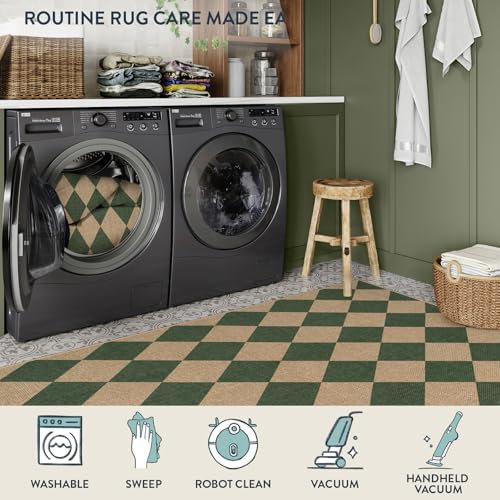 Lahome Checkered Easy Jute Kitchen Runner Rug, 2x8 Outdoor Rugs Washable - Image 4