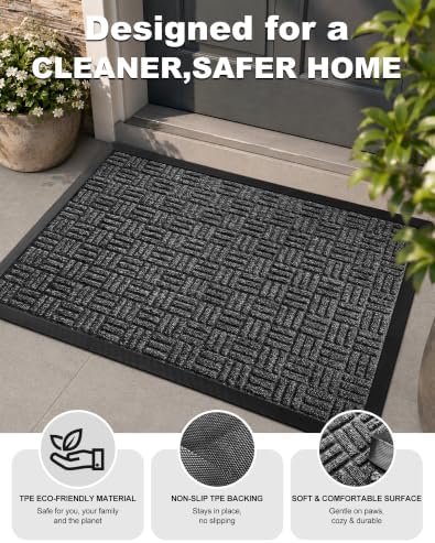 Mibao Front Door Mat Outdoor Entrance, Waterproof Dirt Trapper Doormat - Image 3