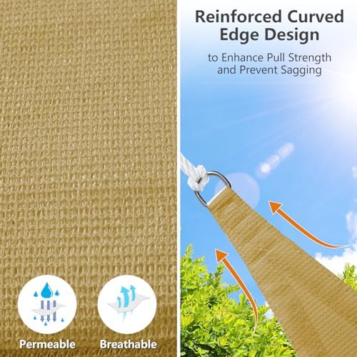 10' x 10' x 14' Triangle Sun Shade Sail, 185 GSM HDPE - Image 3