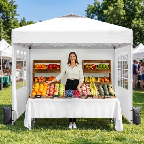 10x10 Pop Up Canopy Tent with Dual Vented Roof, One Push Setup by Unknown