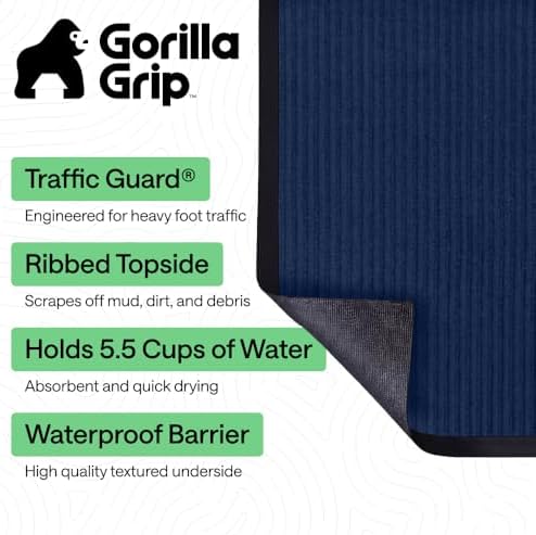 GORILLA GRIP Traffic Guard Indoor Outdoor Heavy Duty Door Mat, 59x24 Blue - Image 2