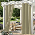 Set of 6 Outdoor Curtains for Patio Waterproof, Breathable Grommet Panels for by Sunshelf