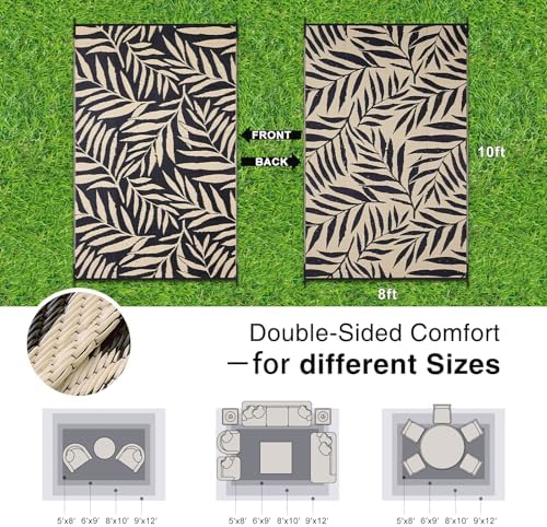 OLANLY Outdoor Rug 8x10 ft Waterproof Reversible Leaf Mat - Image 2