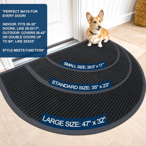 OLANLY Half Circle Front Door Mat 47x30, Waterproof Heavy-Duty Doormat - Image 2