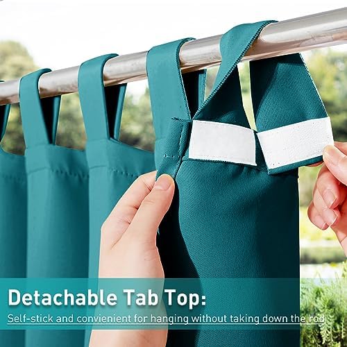 NICETOWN 2 Panels Peacock Teal Patio Curtainss Outdoor Waterproof - Image 4
