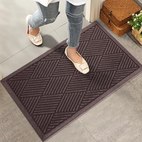 HIYARD Sturdy Front Door Mat, Absorbent Muddy Dirt Resist Welcome Door Mats by HIYARD