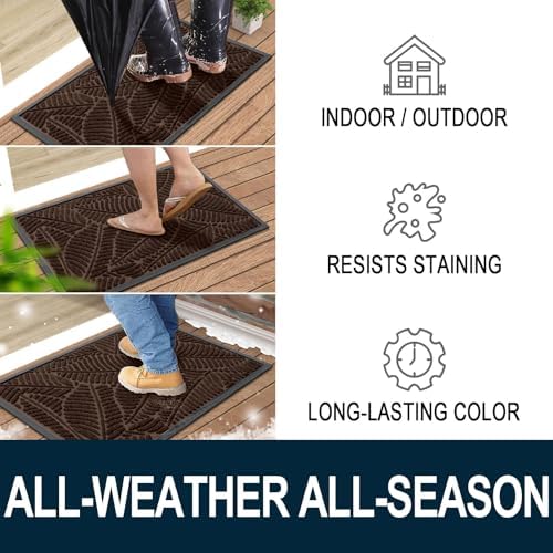 Colorxy Waterproof Front Doormat, Sturdy Natural Rubber Door Mat - Image 4