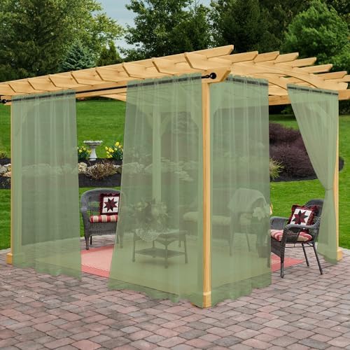 Outdoor Sheer Curtains for Patio Waterproof, 4 Panels Rod Pocket Indoor/Outdoor by Awnmeow