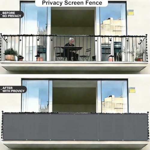 COOLBOYS Customized 3'x22' Dark Grey Balcony Privacy Screen Fence Cover - Image 4