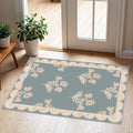 Front Door Mat Indoor Outside Entrance 2x3 Blue Scalloped Entry Rug by Othilic