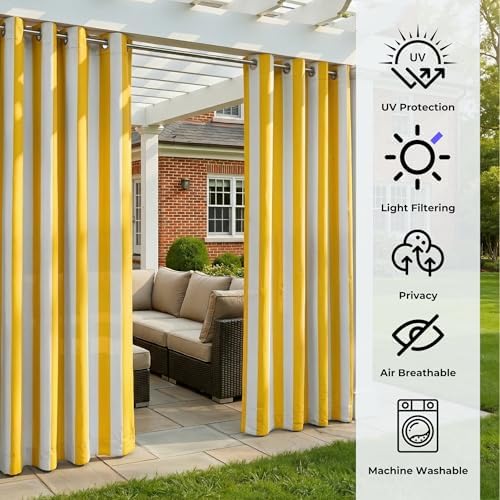 2 Panels Outdoor Stripe Curtains - Image 4