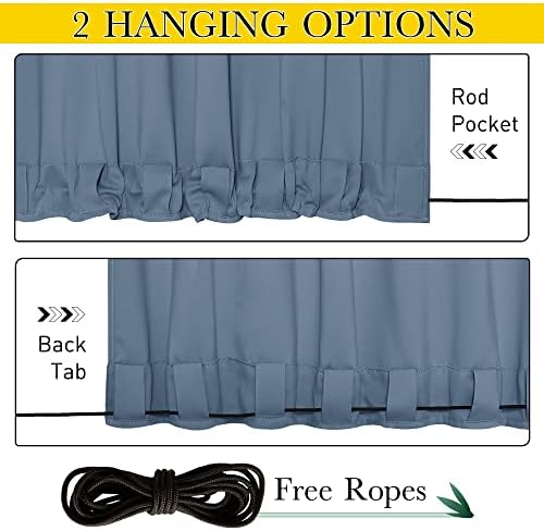 NICETOWN Patio Curtains Outdoor Waterproof W100 x L95 in Stone Blue - Image 2