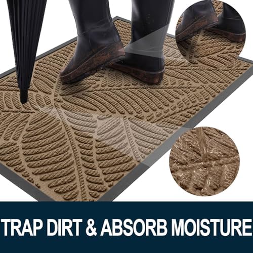 Colorxy Waterproof Front Doormat, Sturdy Natural Rubber Door Mat - Image 2