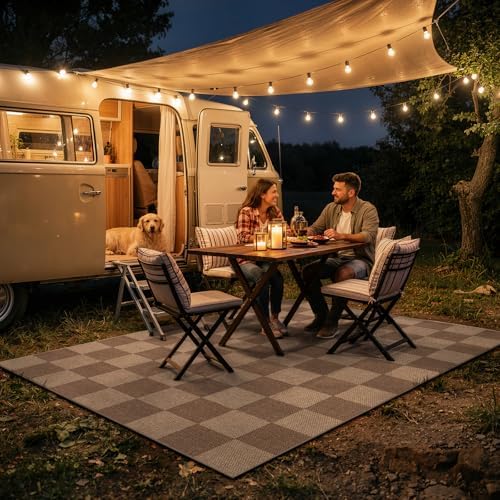 Lahome Checkered Easy Jute Living Room Rug, 5x7 Outdoor Patio Rugs Washable - Image 3