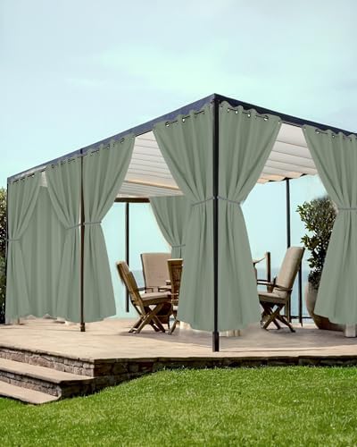 Grommet Outdoor Curtains for Patio Waterproof 8 Pcs 54x95 In Sage Green by HolidayIdeas